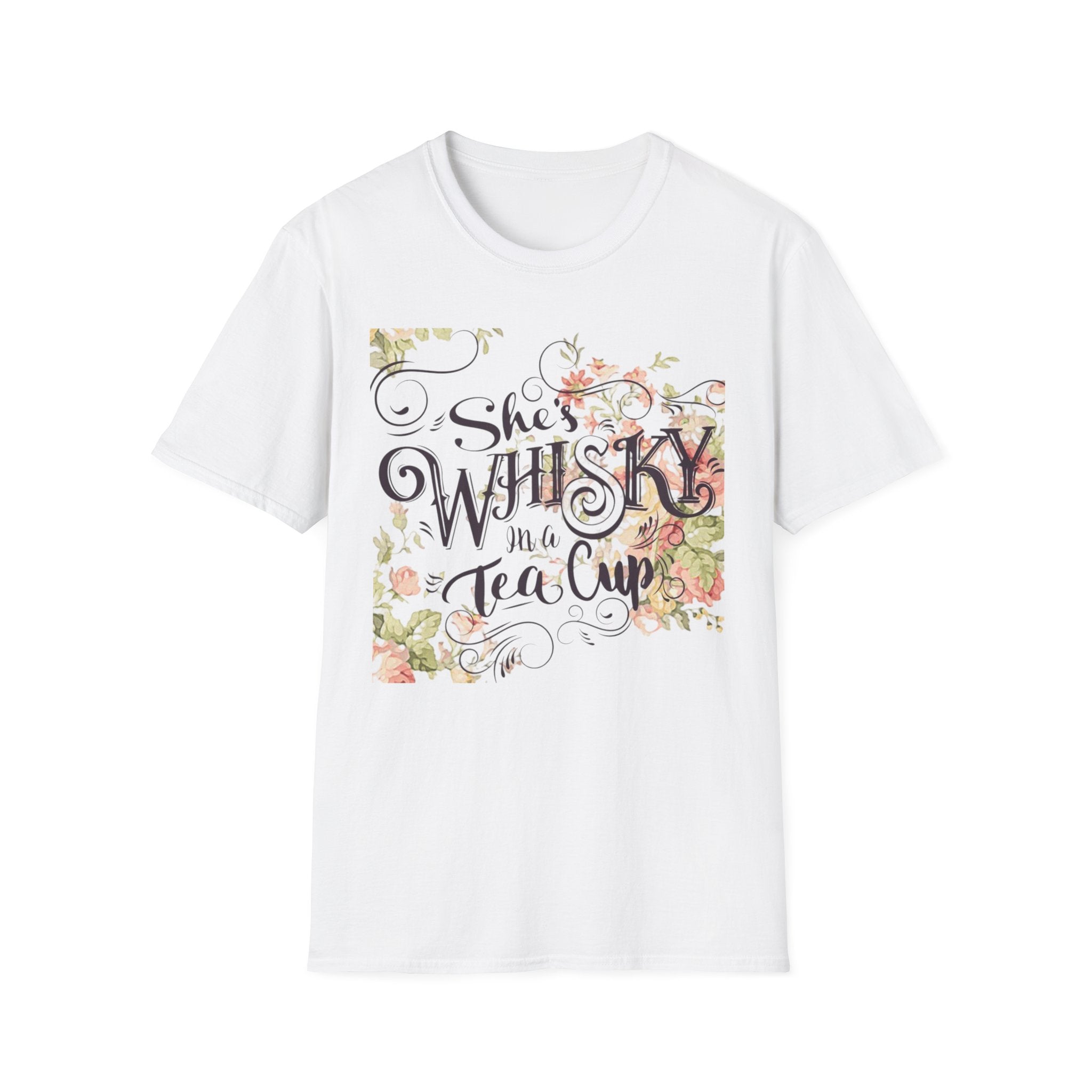 She’s Whisky in a Tea Cup Floral T-Shirt — Funny Southern Sayings Tee