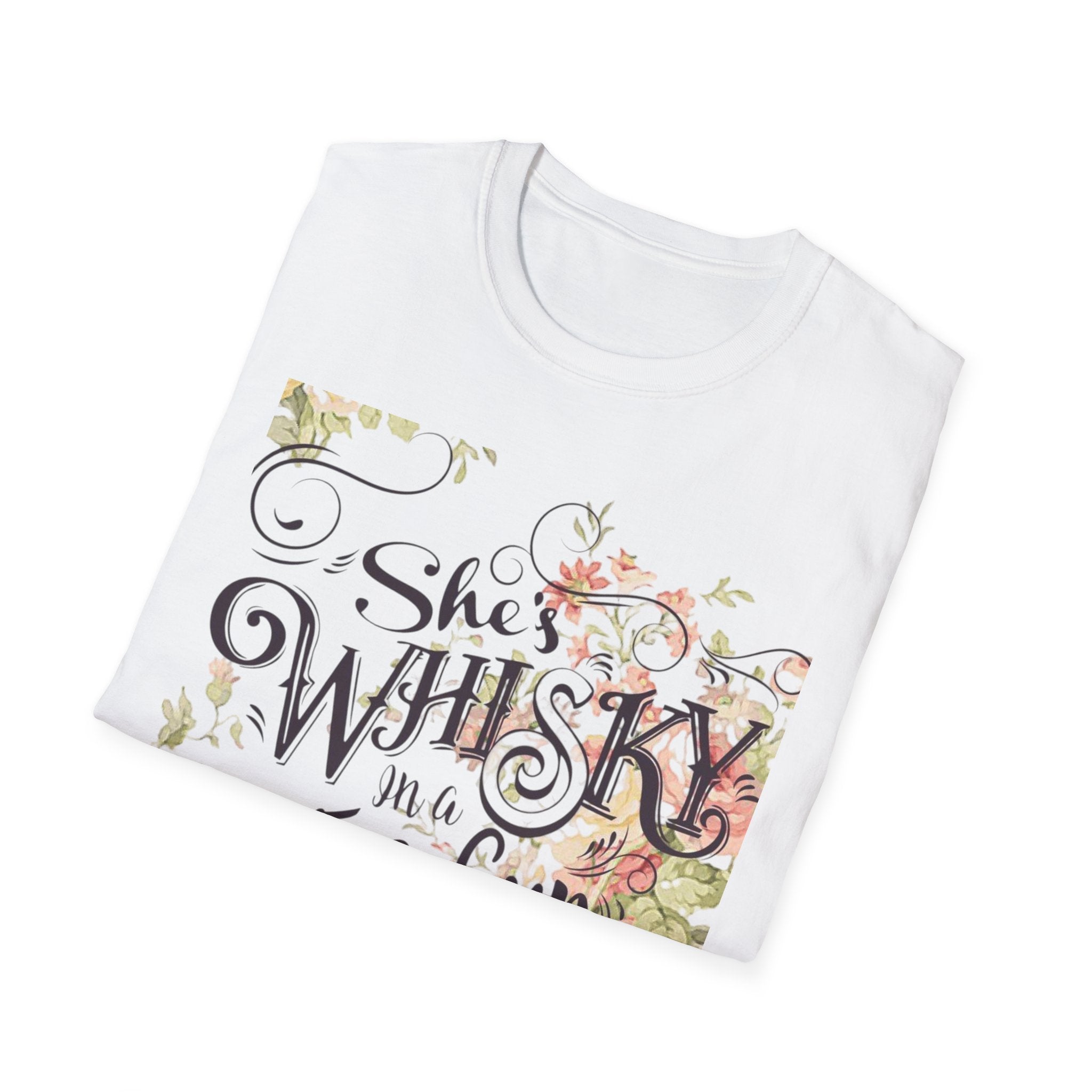 She’s Whisky in a Tea Cup Floral T-Shirt — Funny Southern Sayings Tee