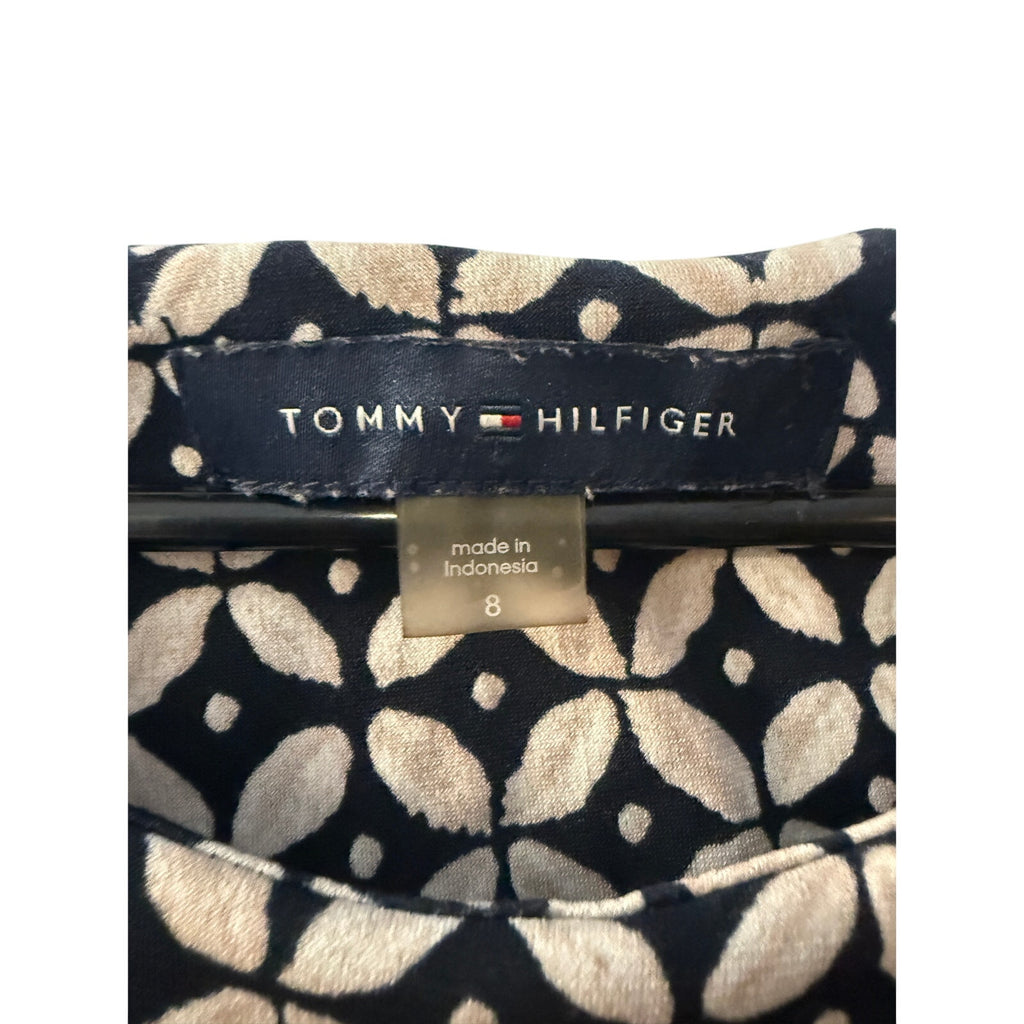 Women’s Tommy Hilfiger Navy A-Line Dress Size 8 – Excellent Condition Navy & Beige Patterned