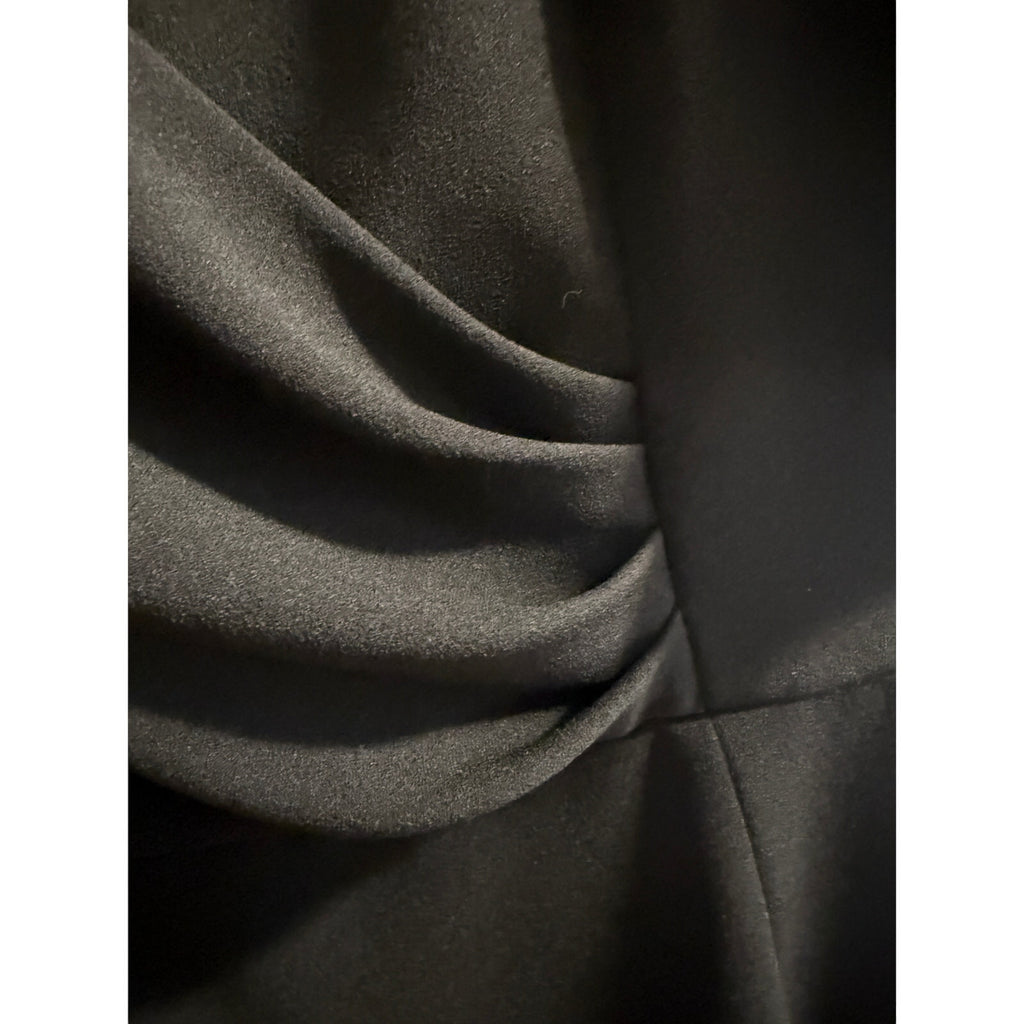 DKNY Black Short Sleeve Faux Wrap A-Line Dress – Size 12, Elegant Workwear Cocktail Dress