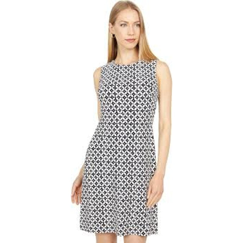 Women’s Tommy Hilfiger Navy A-Line Dress Size 8 – Excellent Condition Navy & Beige Patterned